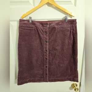 Lands' End Purple Corduroy Button-Front Skirt Size 16